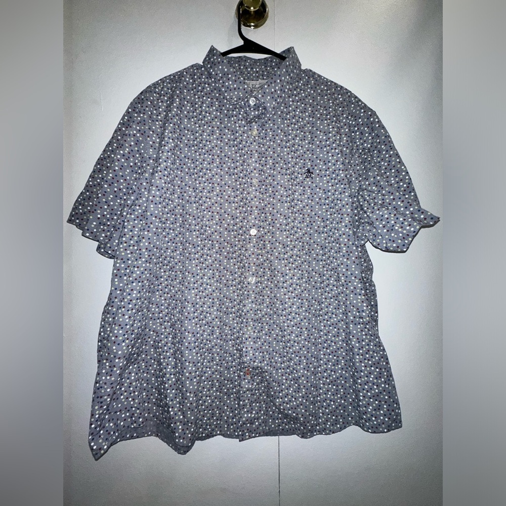 Men’s Polka Dot Button Down Short Sleeve